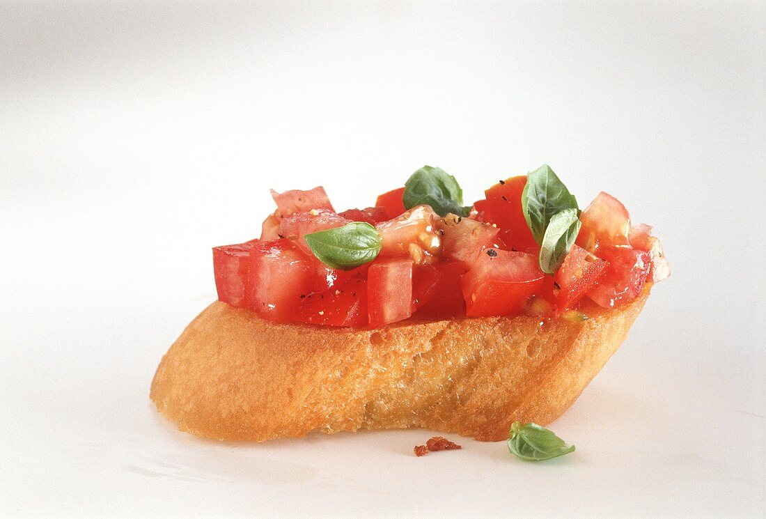 Bruschetta (toasted bread topped with tomatoes), Tuscany, Italy