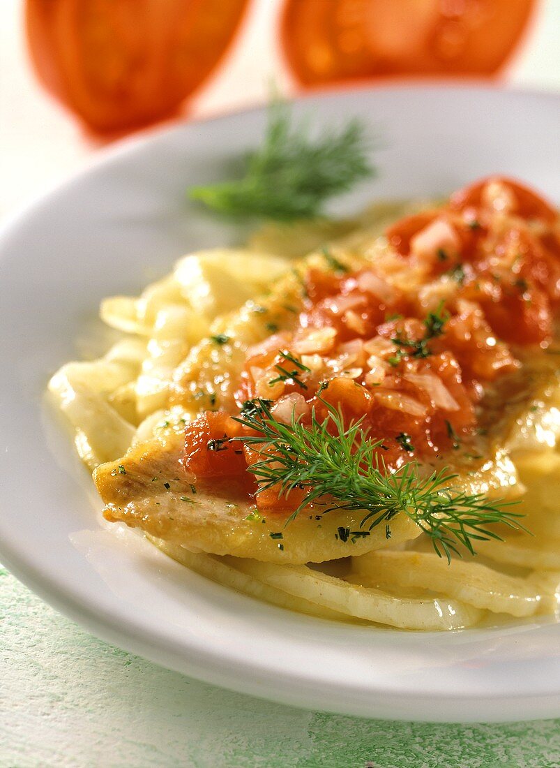 Red perch fillet on fennel