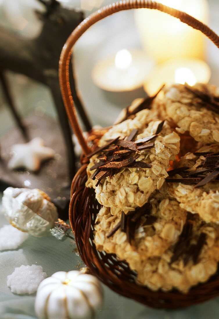 Oat biscuits in basket