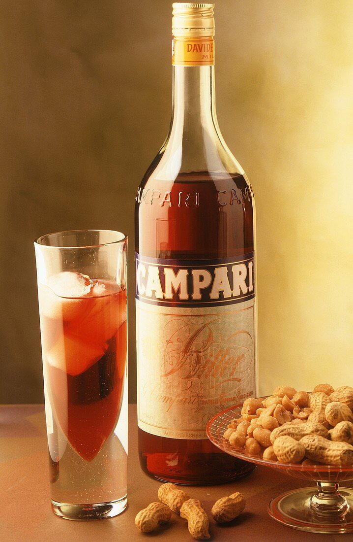 Still life with Campari and peanuts