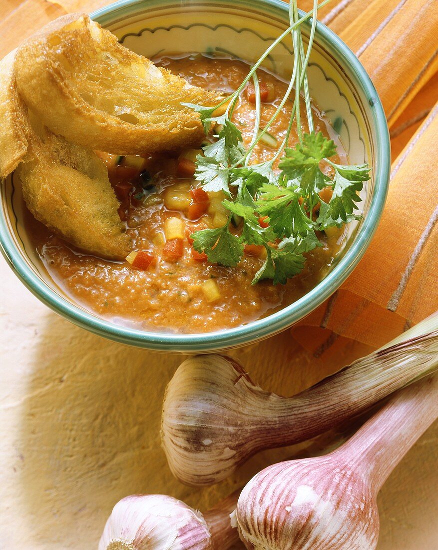 Gazpacho with garlic bread