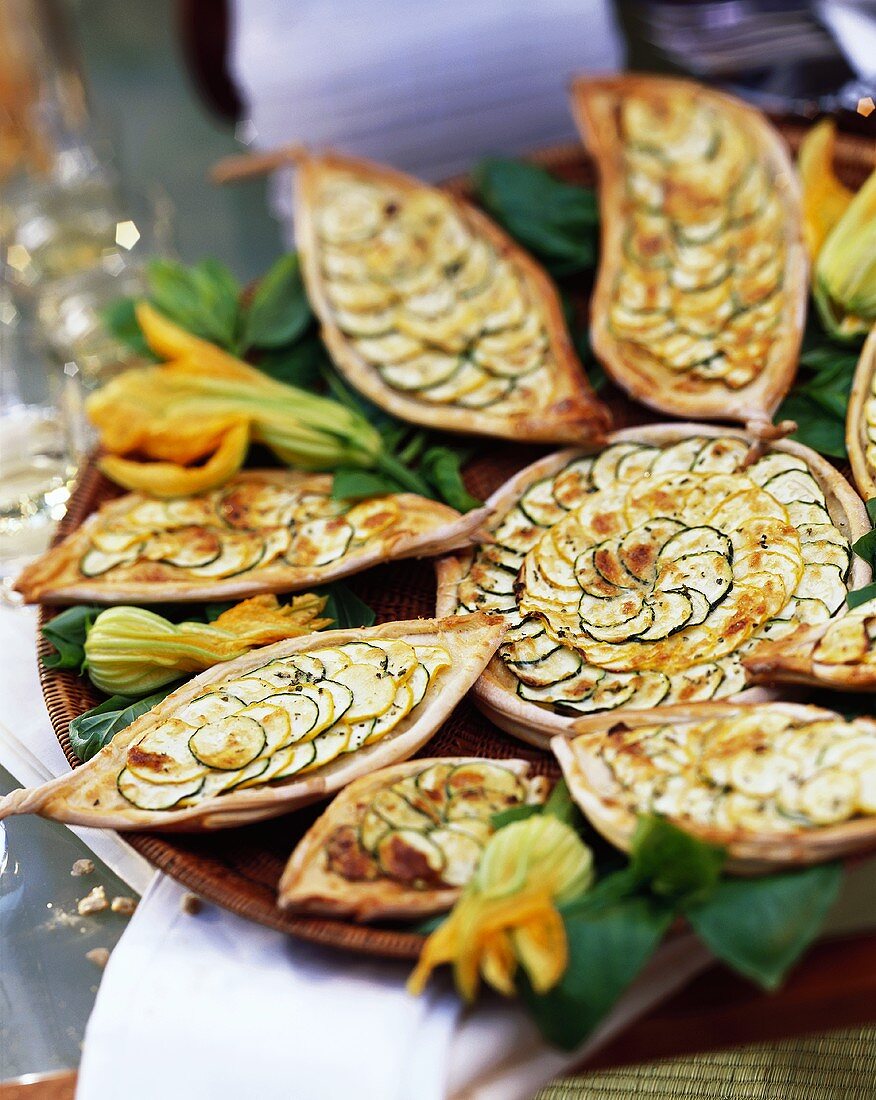 Courgette tarts with rosemary and thyme