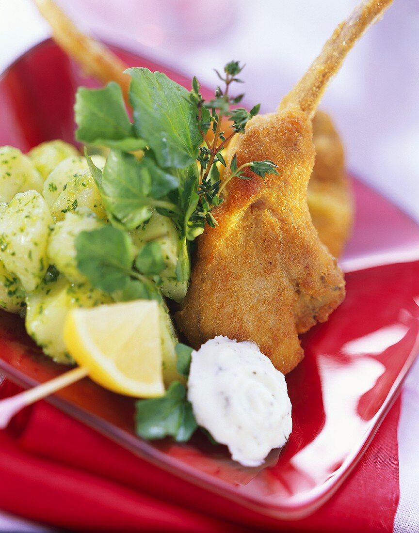 Breaded Lamb Cutlet with Watercress and Potato Salad
