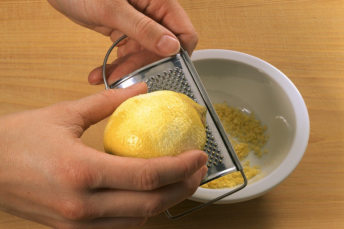 Lemon peel on grater