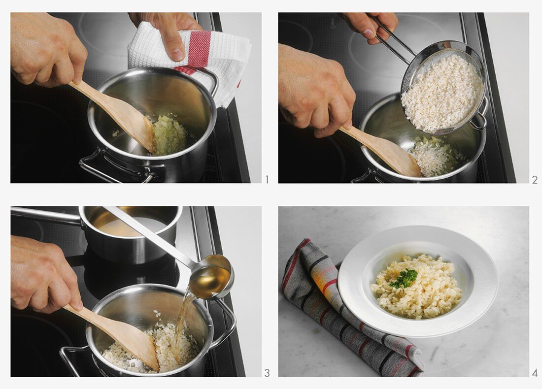 Preparing risotto