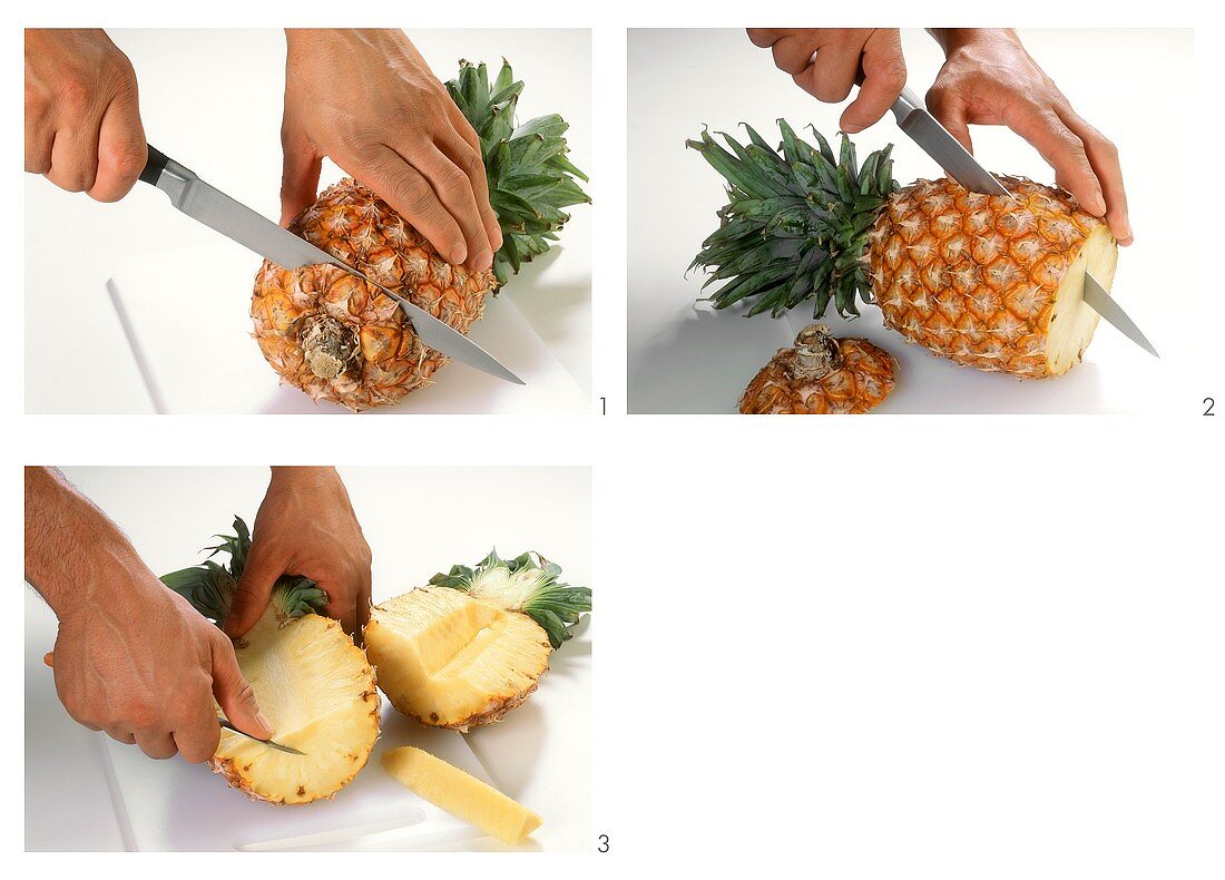 Cutting pineapple