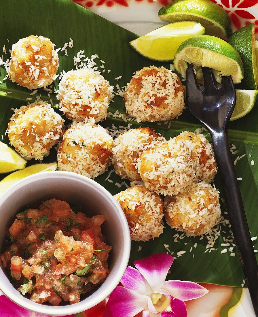 Fish balls with grated coconut