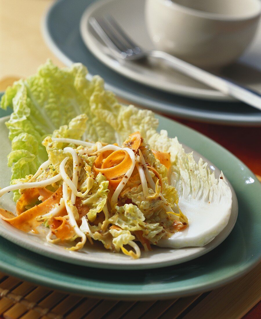 Chinese cabbage salad with ginger and mustard dressing
