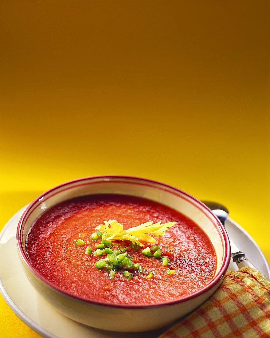 Tomato soup with diced green pepper