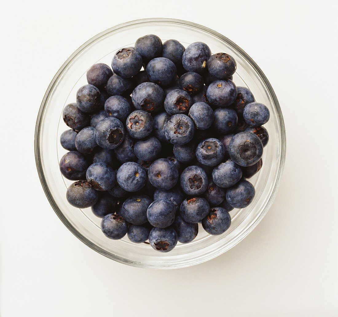Blueberries in glass bowl