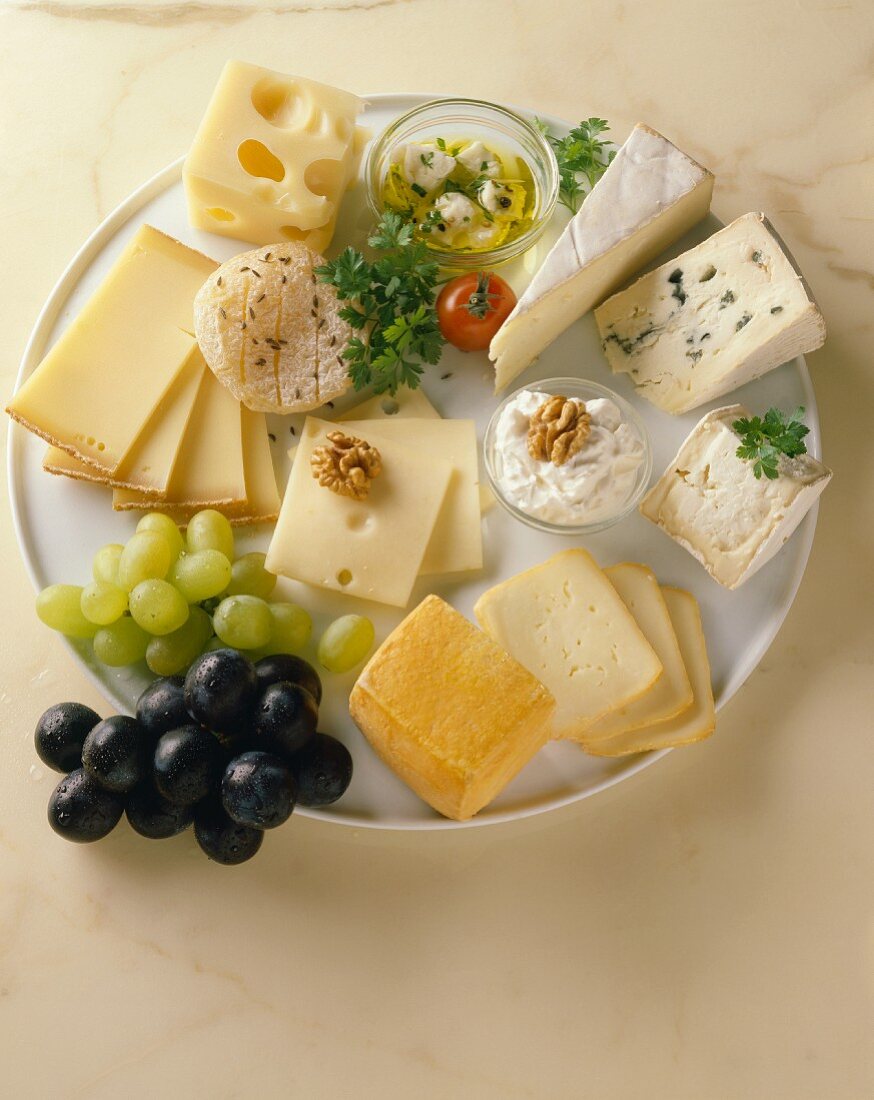 A Platter of Assorted Cheeses