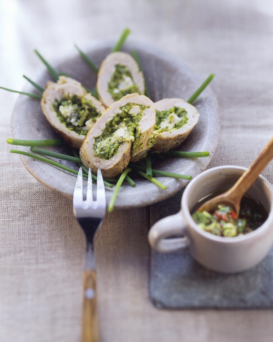 Chicken breast with sheep's cheese & spinach stuffing