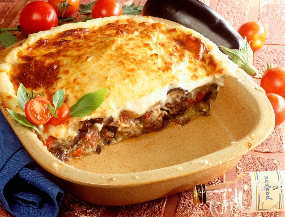 Moussaka with béchamel cheese sauce