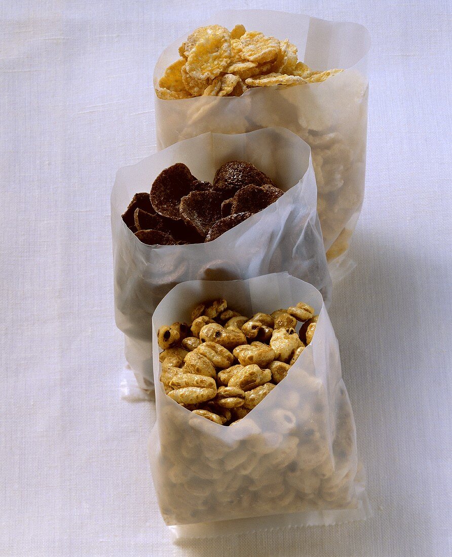 Various cereals in bags