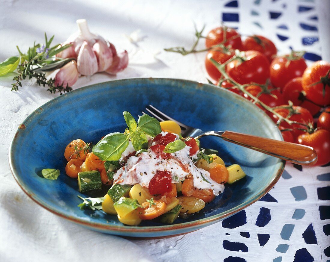 Kartoffel-Gemüse-Pfanne mit Ricotta