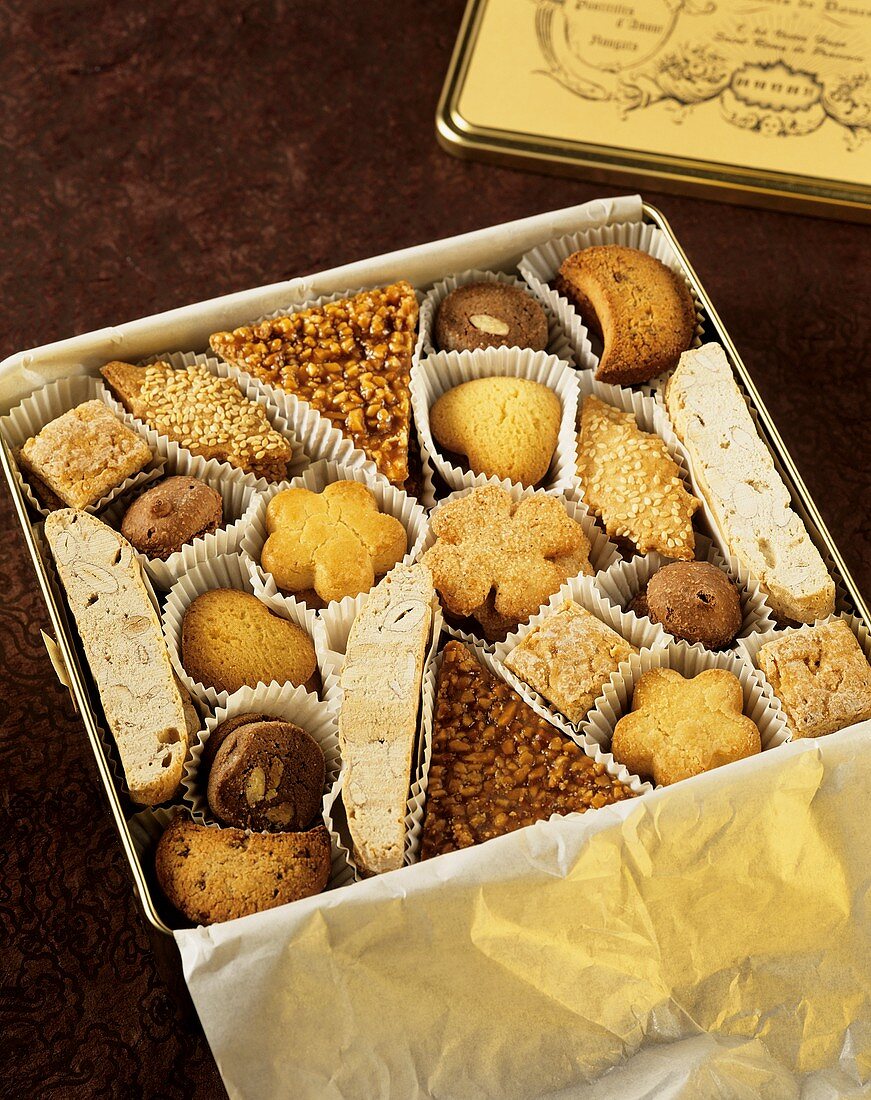 Assorted biscuits in a box