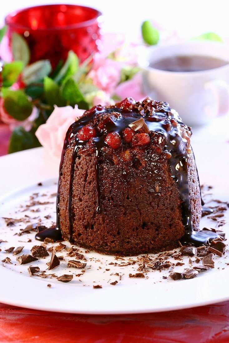 Chocolate pudding with cranberries (England)