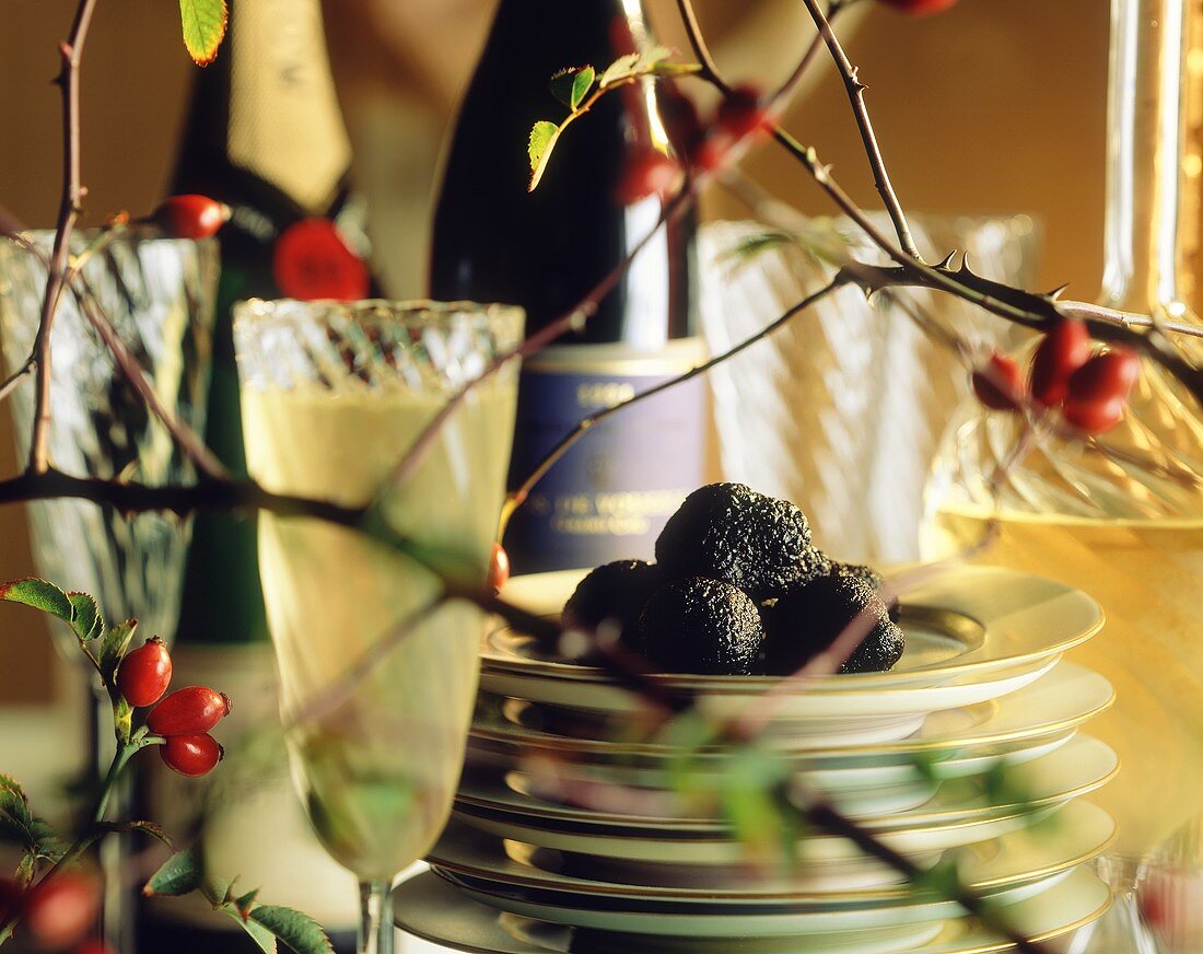 Schwarze Trüffeln mit Champagner