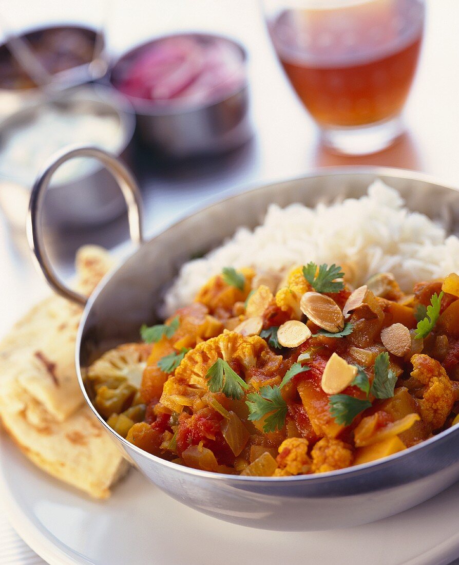 Indian vegetable stew with rice