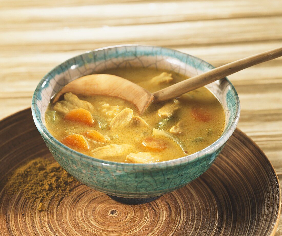 Curried chicken soup with vegetables