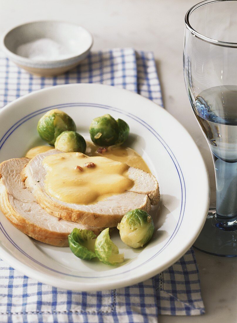 Honey-roast turkey with Brussels sprouts