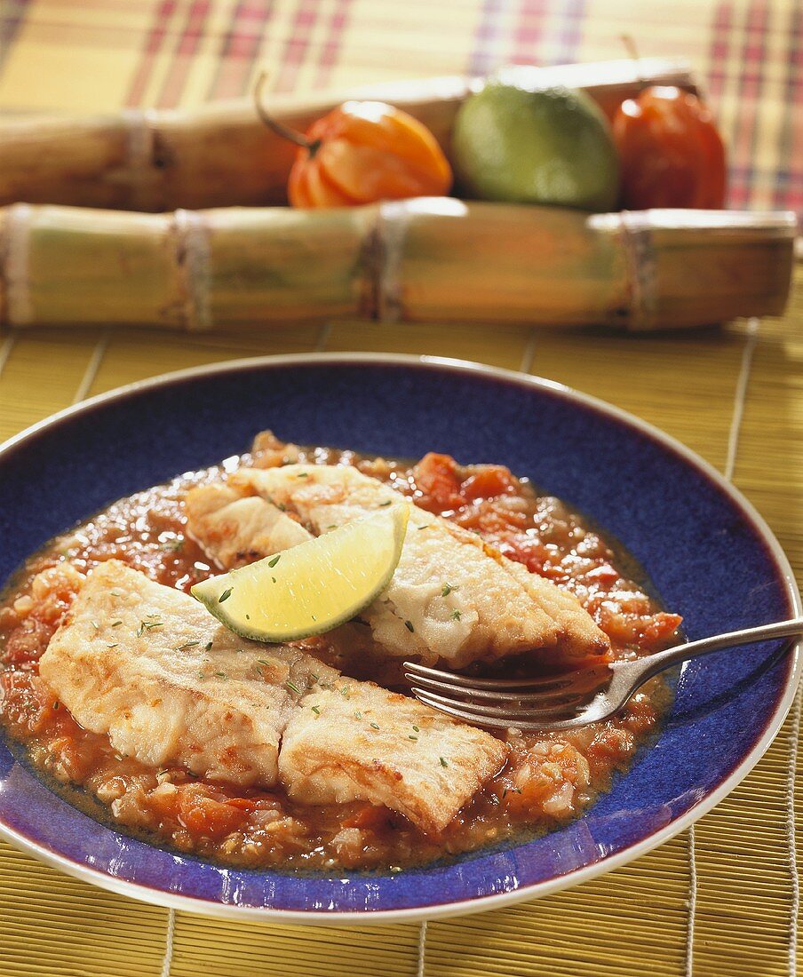 Creole-style stewed fish with tomato sauce
