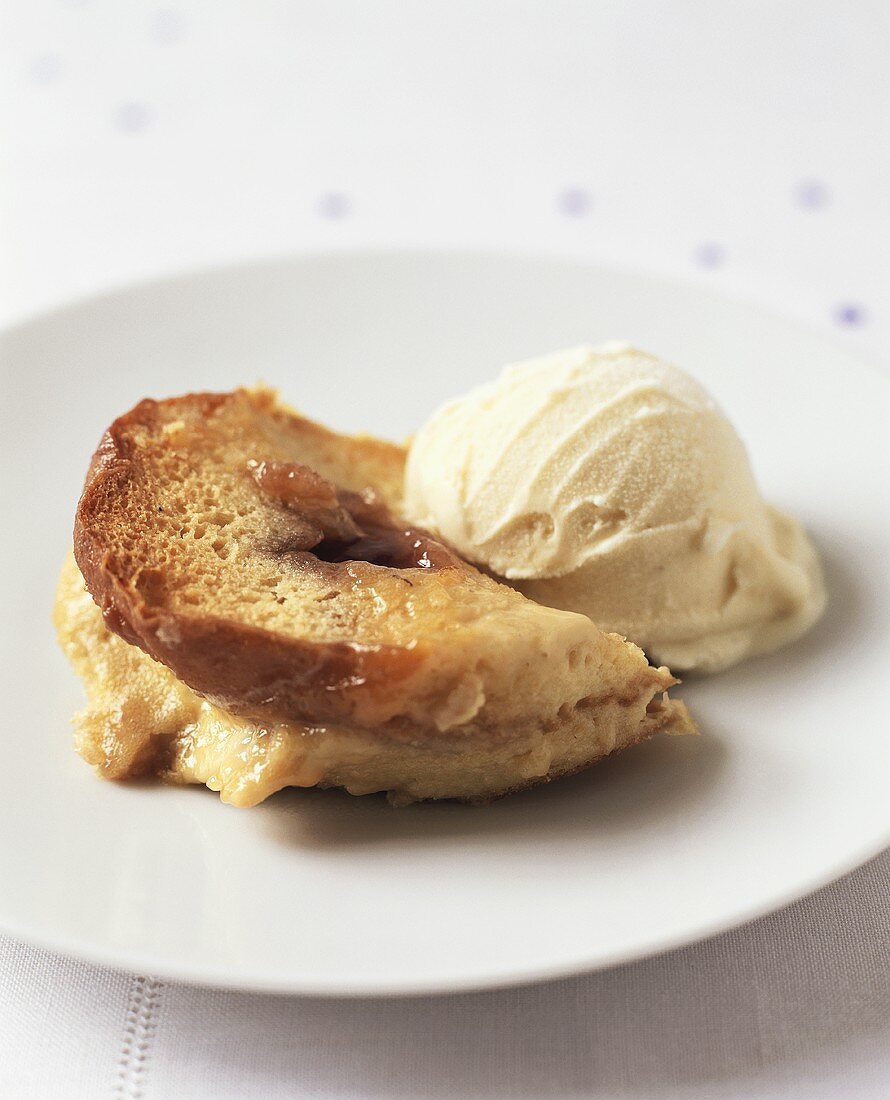 Baked doughnuts with vanilla ice cream