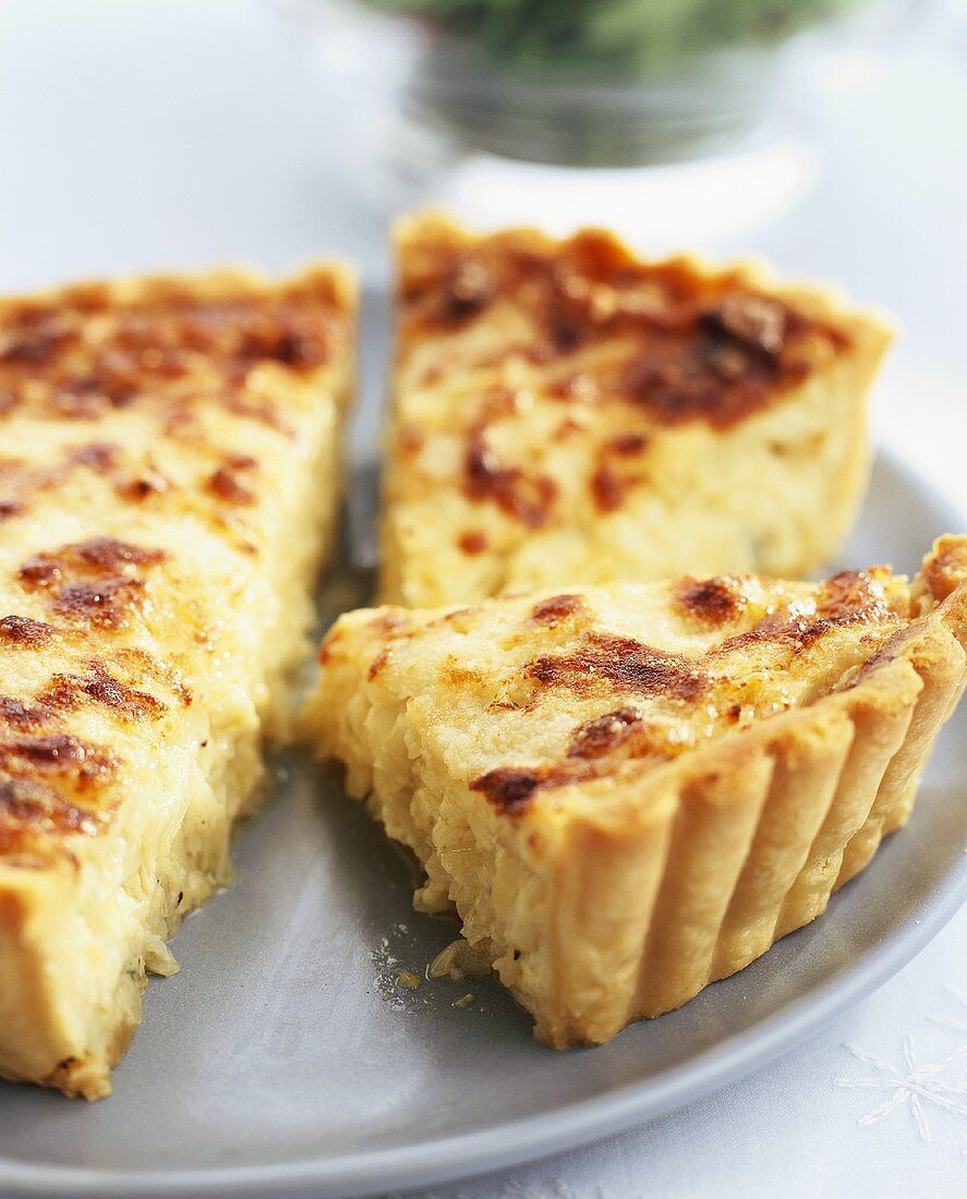 Onion tart, cut into pieces