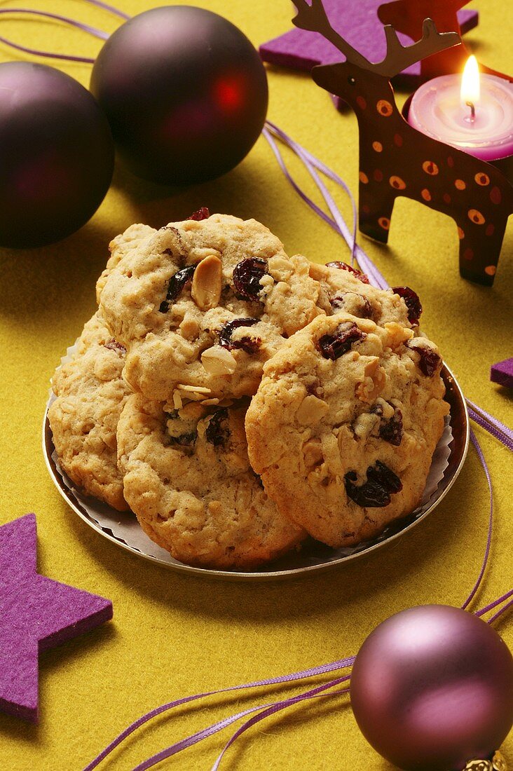 Christmas biscuits with nuts and raisins