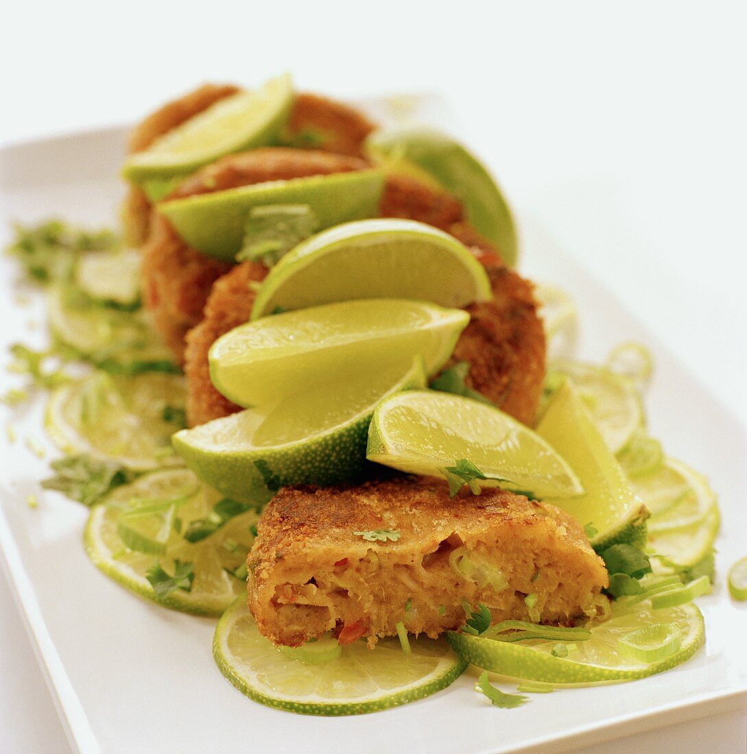 Fish cakes with chili and lime