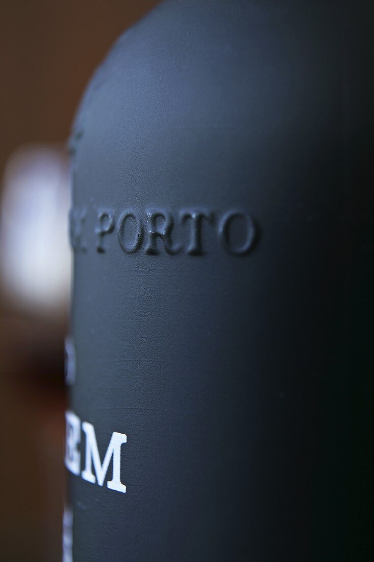 Bottle of port wine (close-up)