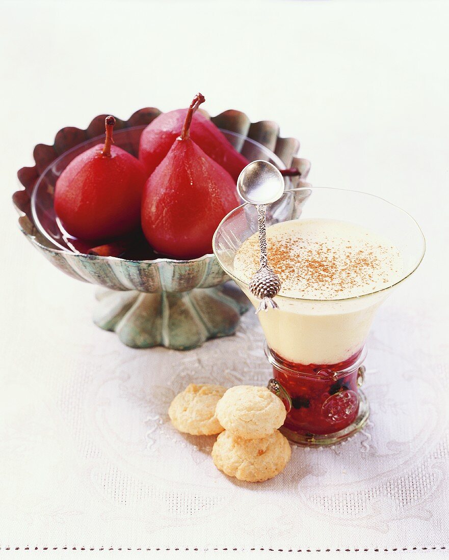 Pere al vino rosso e Zabaione (Red wine pears & Zabaglione)