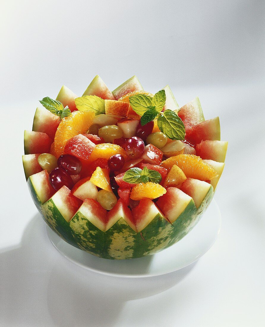 Melon filled with fruit salad