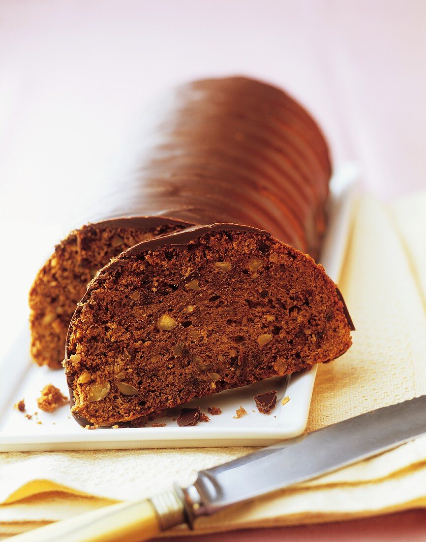 Spice cake with chocolate icing