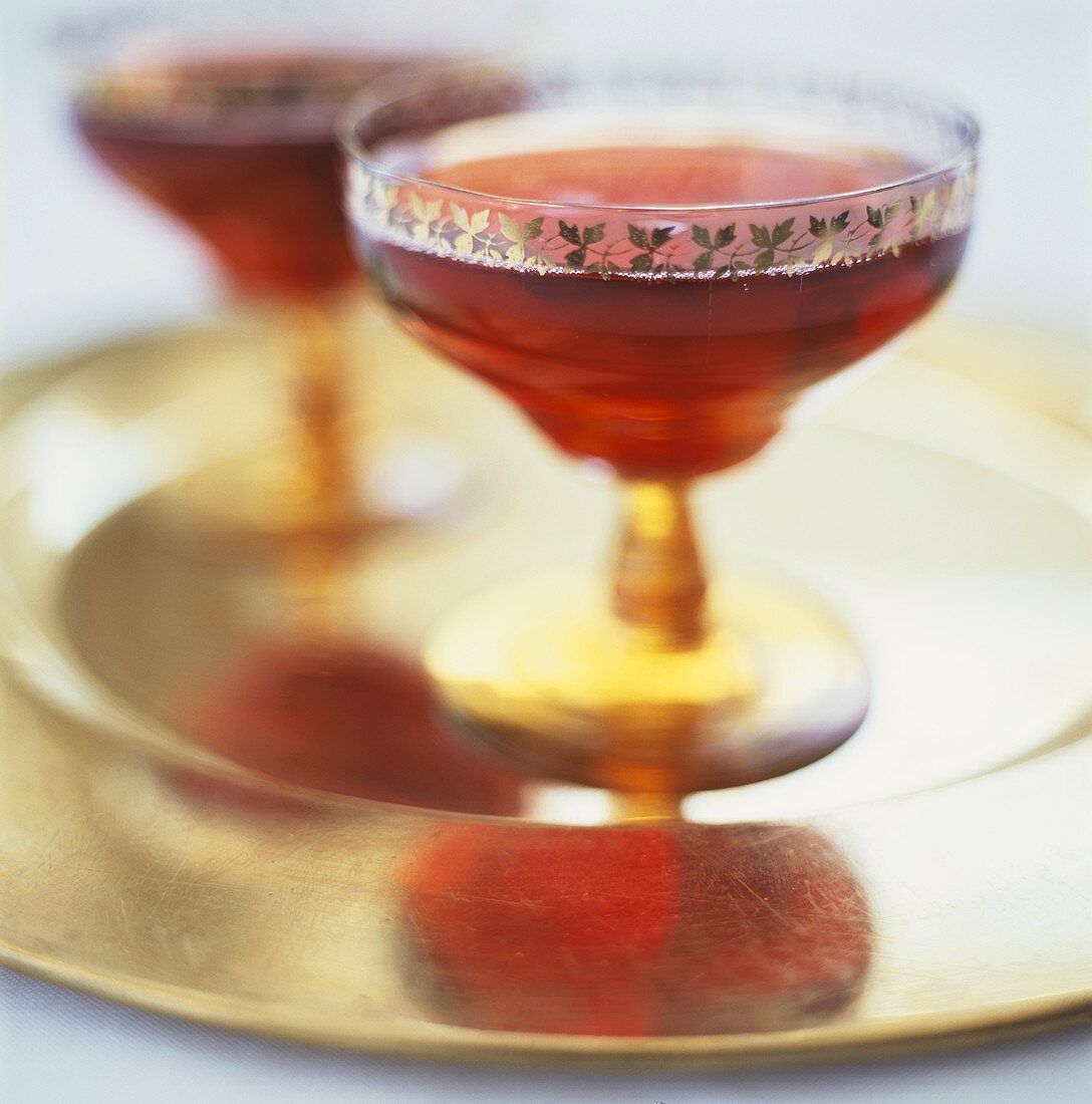 Red wine punch in festive glasses