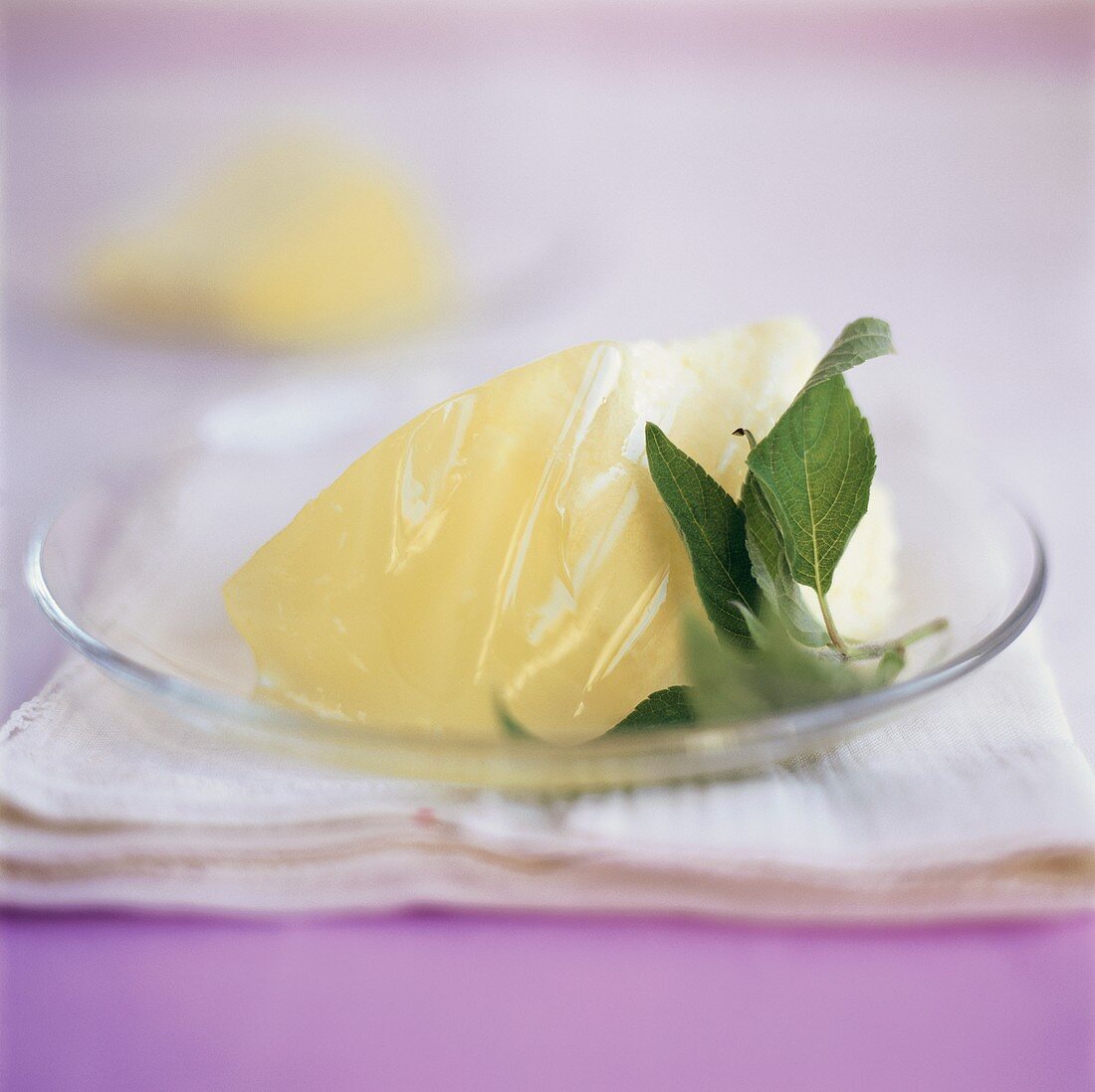 Lemon blancmange with fresh mint