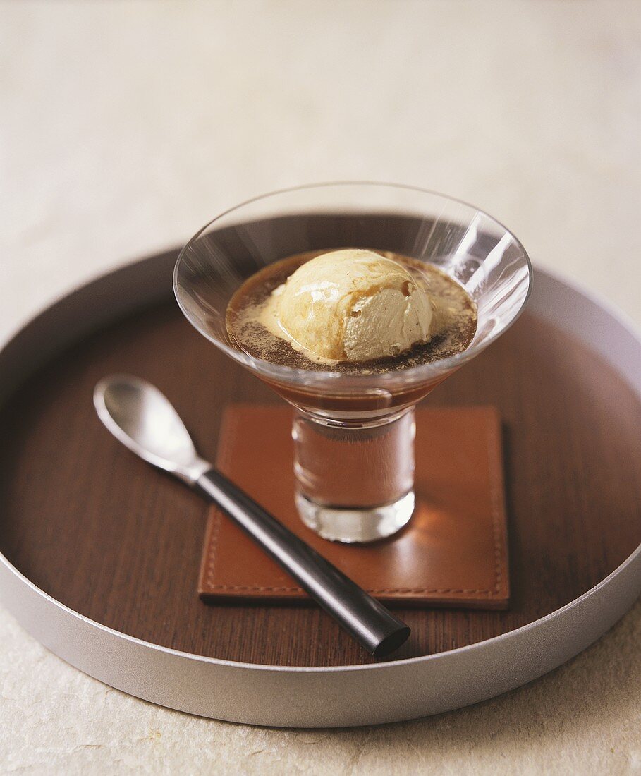 Coffee with vanilla ice cream