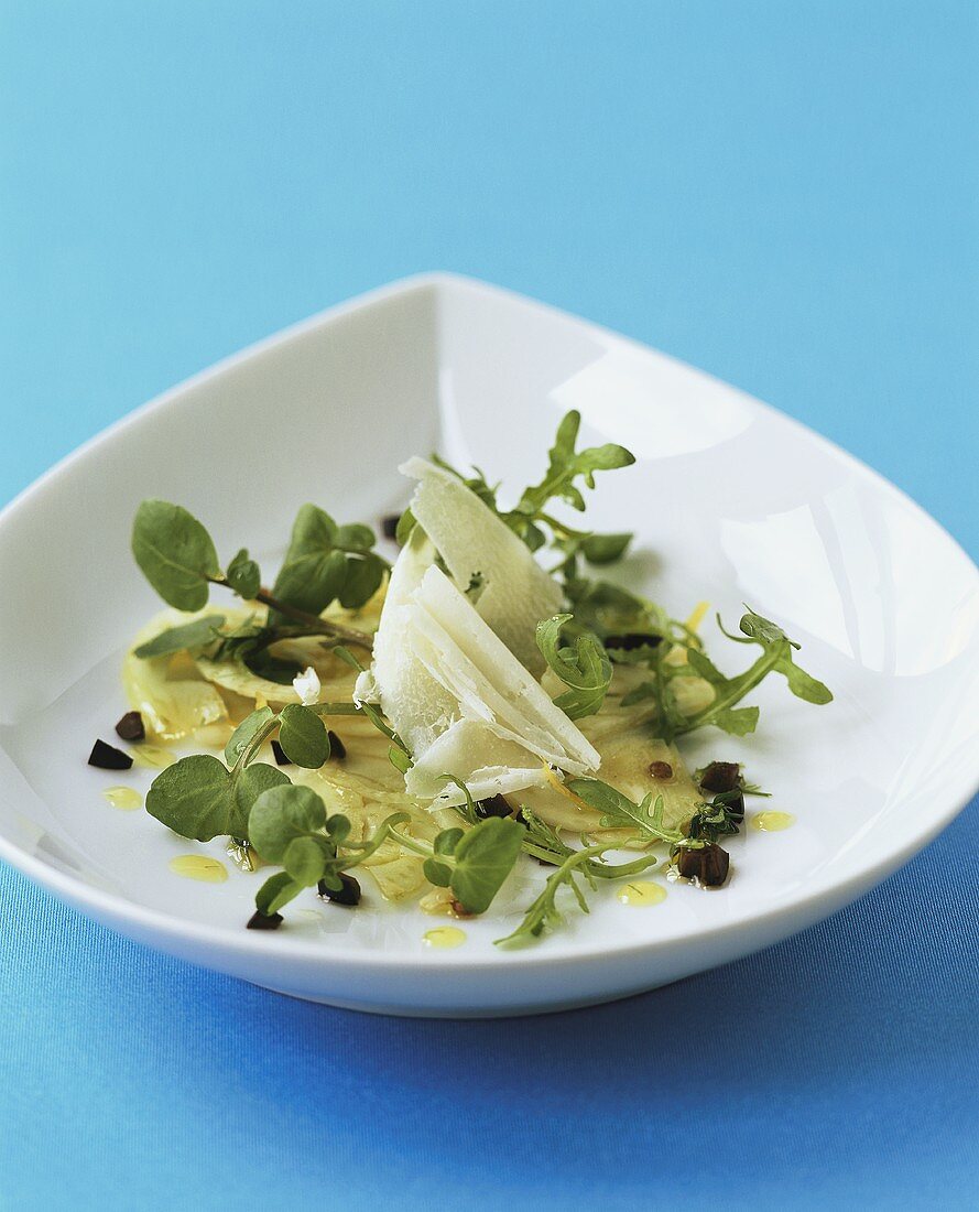 Fenchelsalat mit Rucola und Brunnenkresse