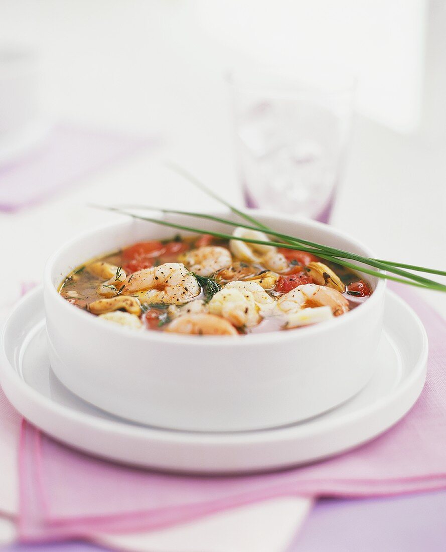 Seafood soup with tomatoes