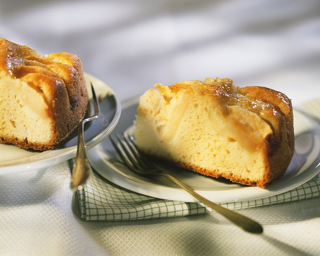 Two pieces of apple cake