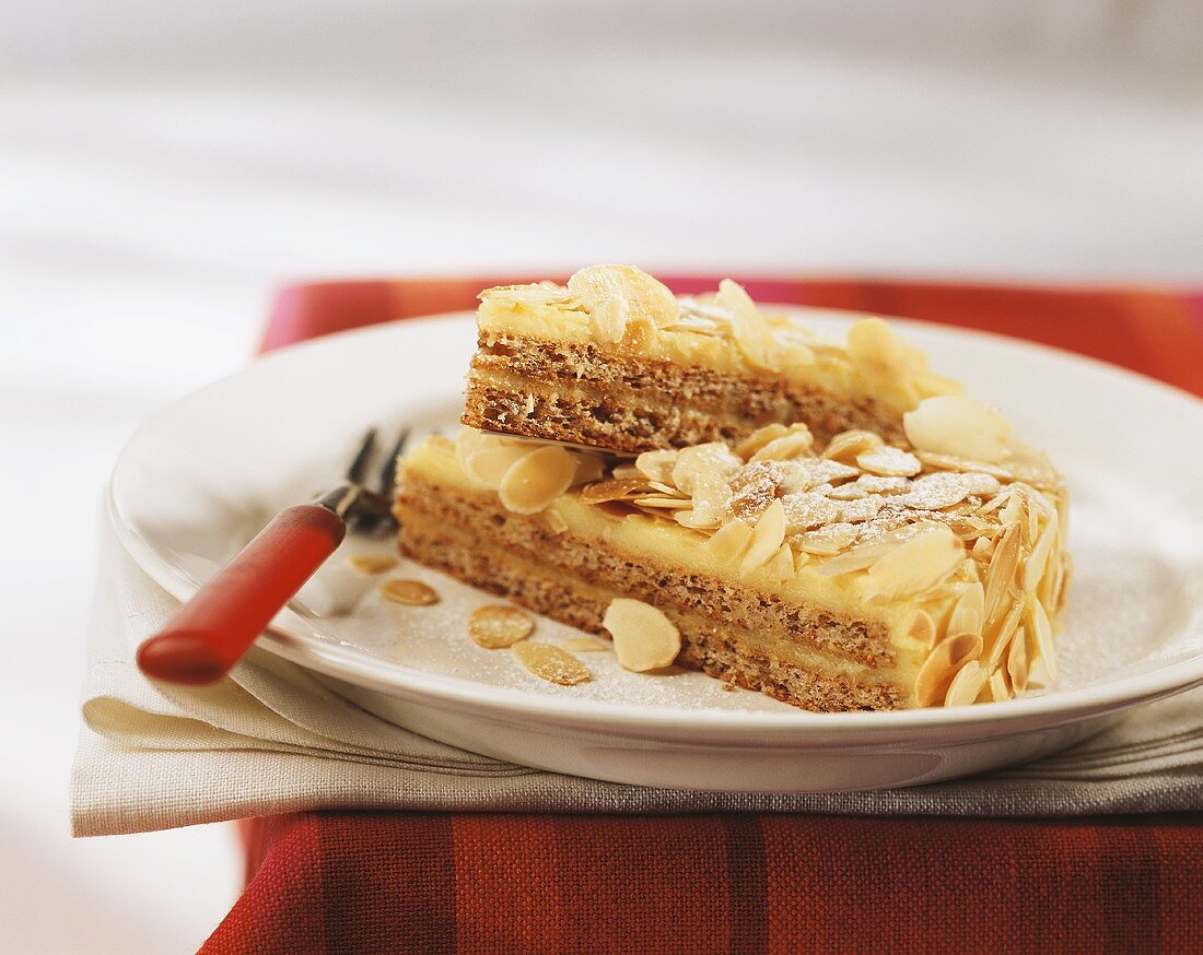 Two pieces of almond cake from Sweden