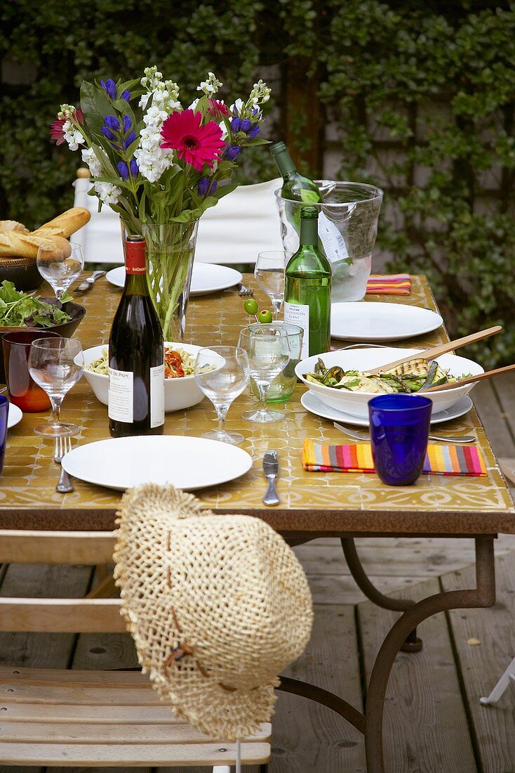 Table laid for a garden party