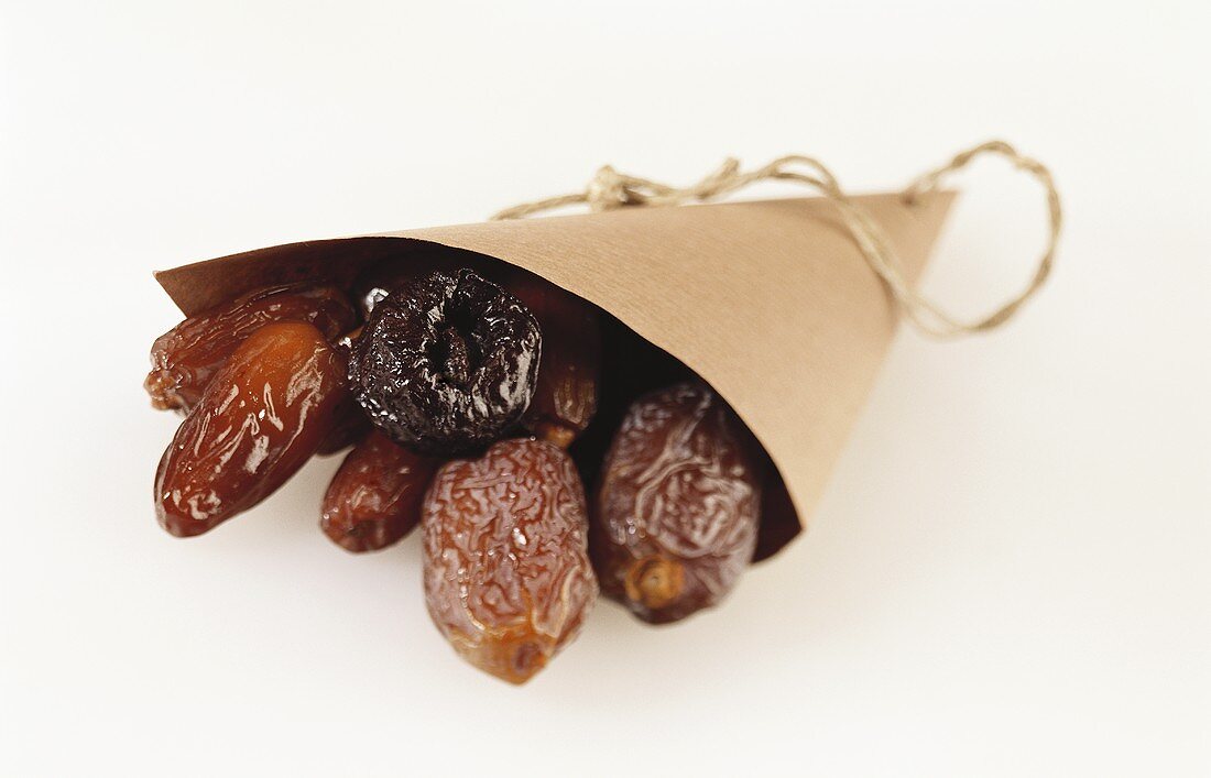 Dried dates in paper bag