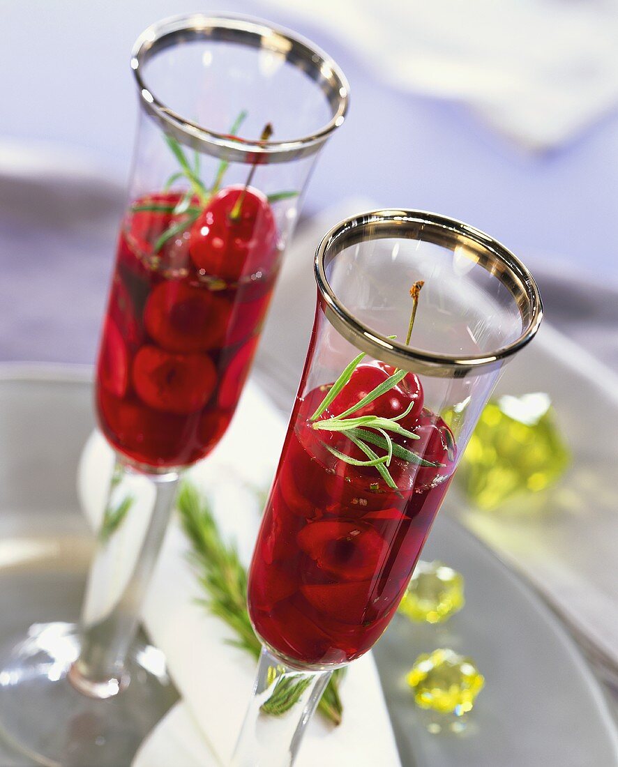Cherries in rosemary jelly