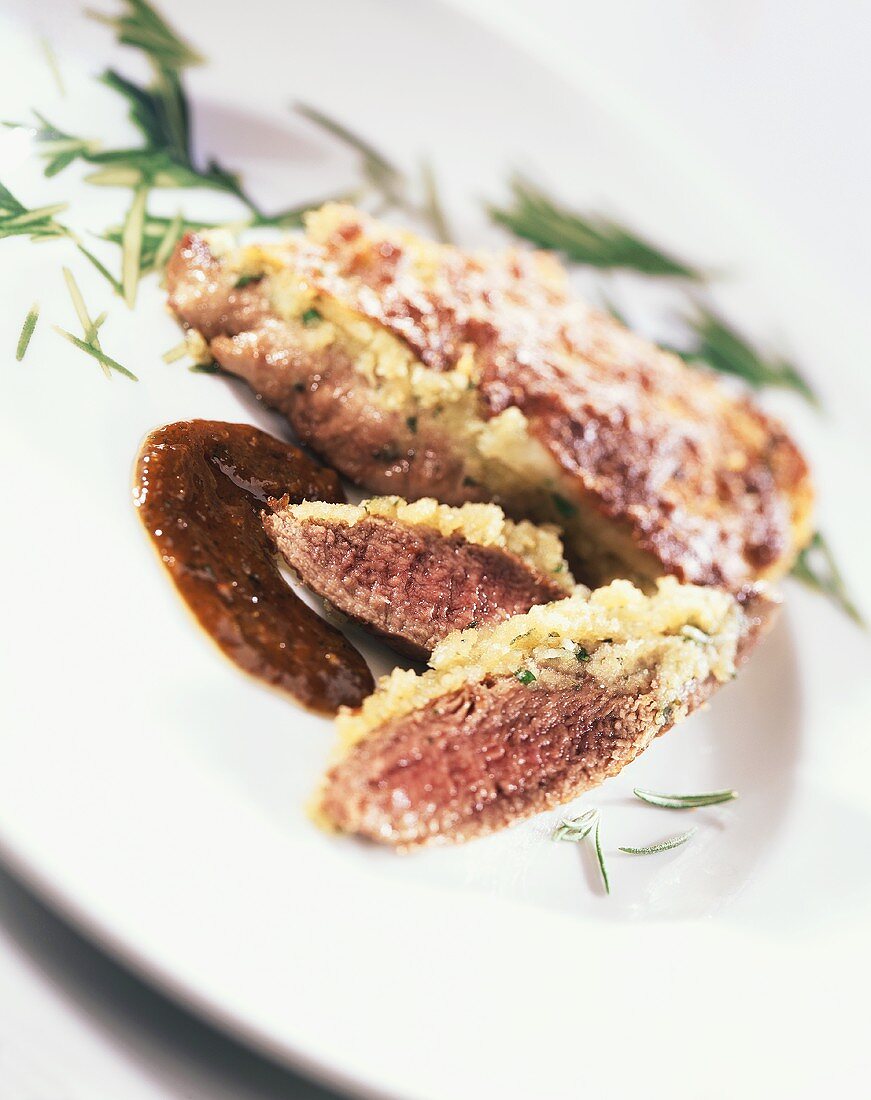 Lamb fillets with herb crust