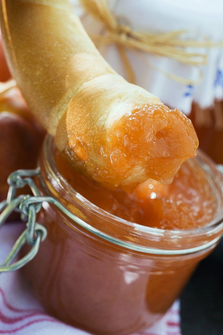 Croissant with nectarine jam