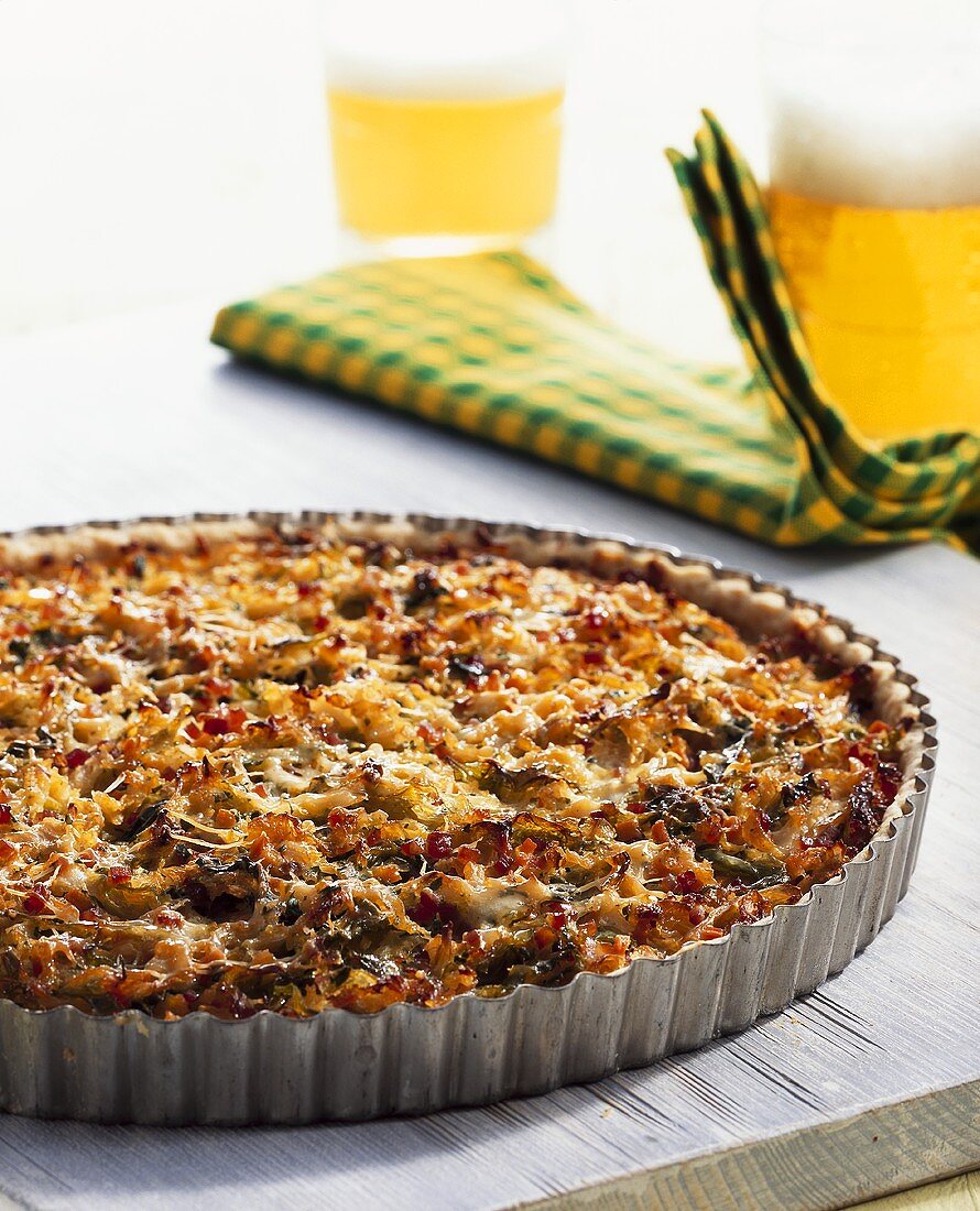 Savoy quiche in the baking dish