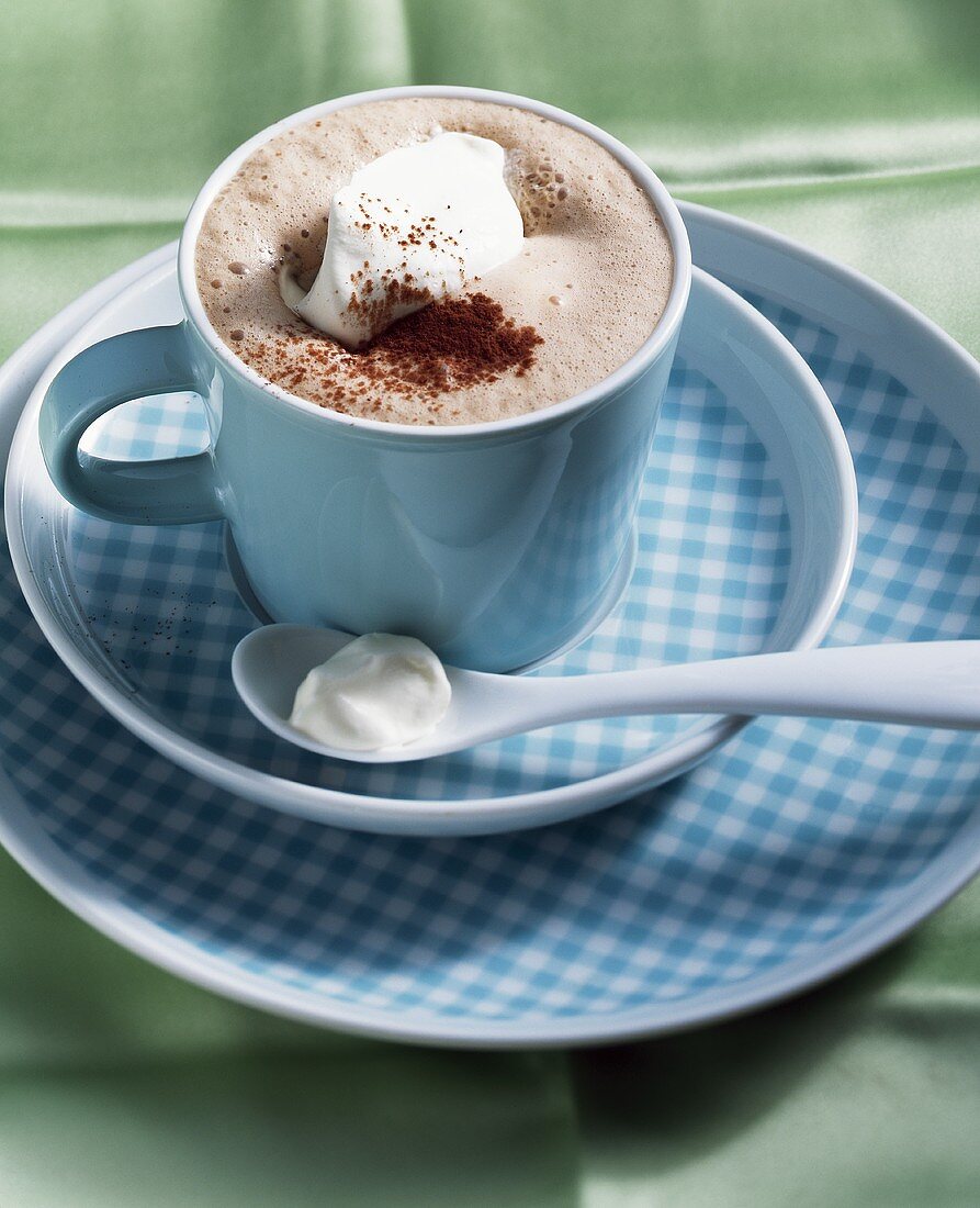 Hot chocolate with cognac and cream