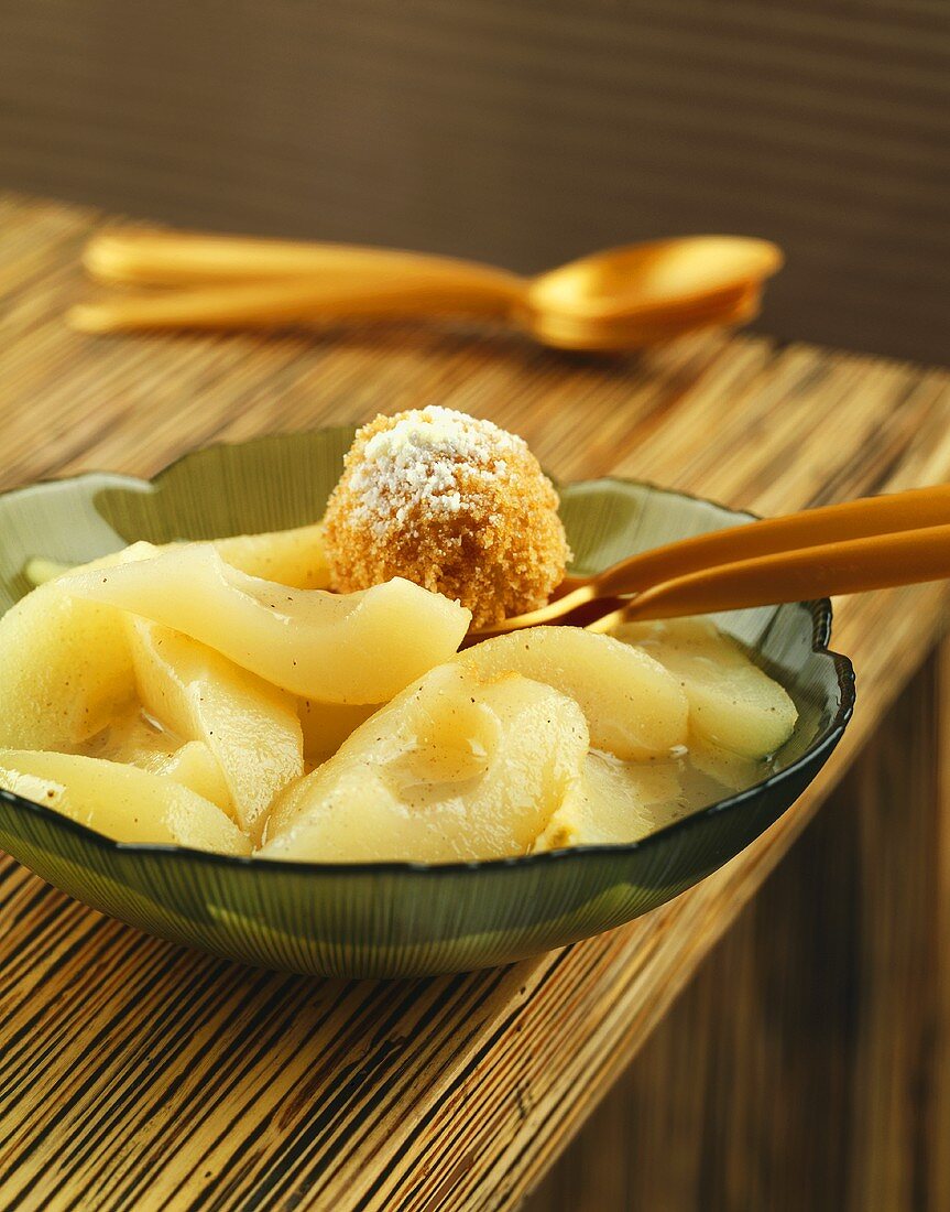 Pear compote with quark dumpling