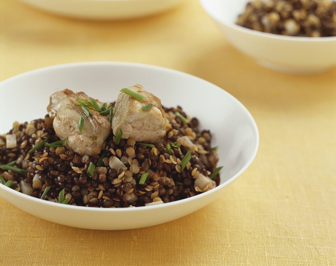 Lentils with veal sweetbreads